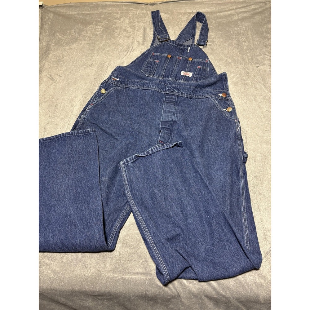 Roundhouse Overalls Jeans Mens 38x30 Blue Denim Bib Relaxed Fit Workwear USA